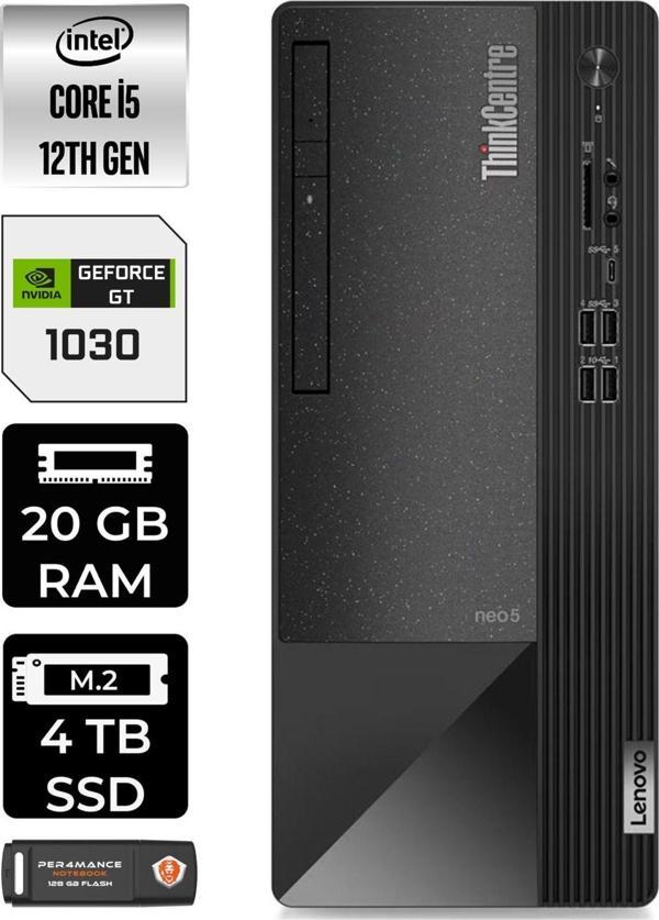 Lenovo Neo 50T 11Se00Mjtxe470 İ5 12400 20Gb Ram 4Tb Ssd Gt1030 Fdos Masaüstü Bilgisayar - Image 1