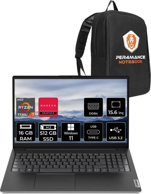 Lenovo V15 G4 R7 7730U 16Gb 512Gb Ssd 15.6'' Fhd W11Home Dizüstü Bilgisayar & Per4 Çanta - Image 1