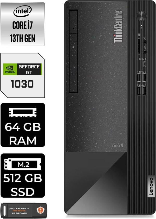 Lenovo Neo 50T 12Jd0008Tre597 İ7 13700 64Gb Ram 512Gb Ssd Gt1030 4Gb W11P Masaüstü Bilgisayar - Image 1