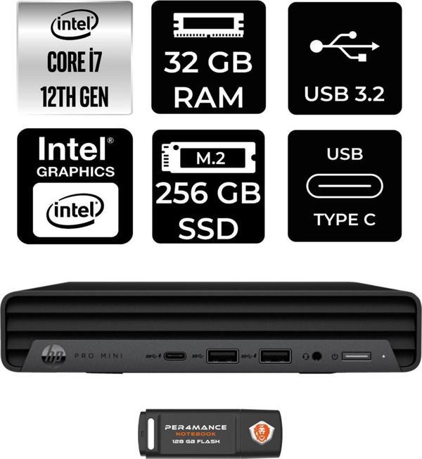 Hp Pro Mini 400 G9 İ7-12700T 32Gb Ram 256Gb Ssd Fdos 6D378Ea Mini Pc & Per4 Bellek - Image 1