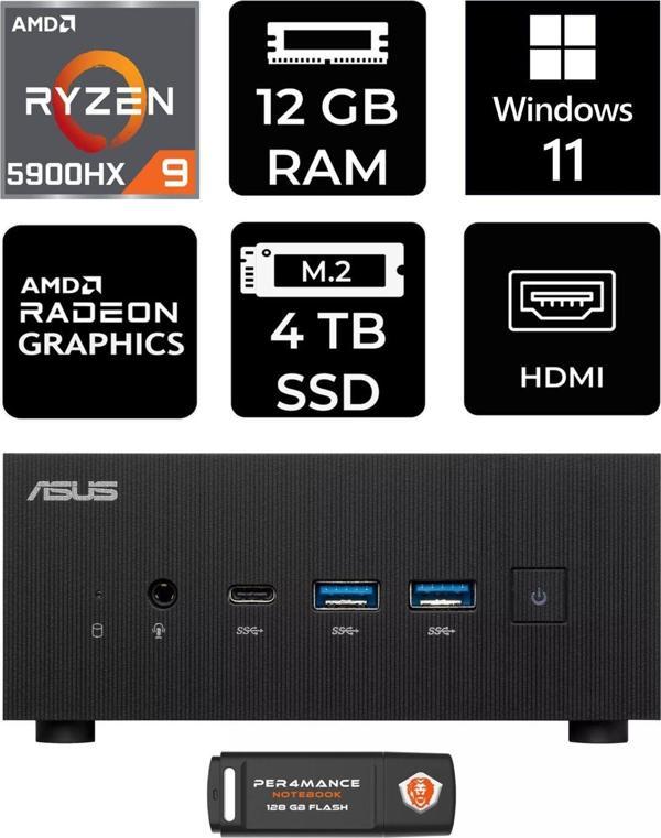 Asus Expertcenter Pn52 R9-5900Hx 12Gb Ram 4Tb Ssd W11Pro Mini Masaüstü Pc & Per4 Bellek - Image 1