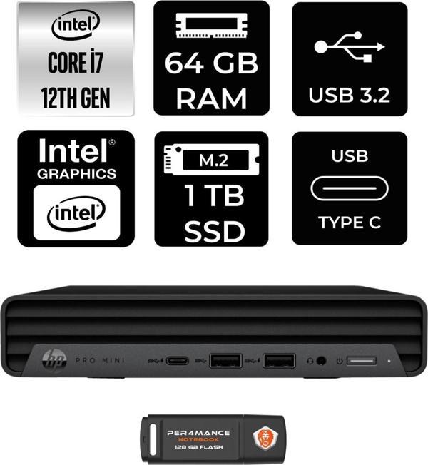 Hp Pro Mini 400 G9 İ7-12700T 64Gb Ram 1Tb Ssd Fdos 6D378Ea Mini Pc & Per4 Bellek - Image 1