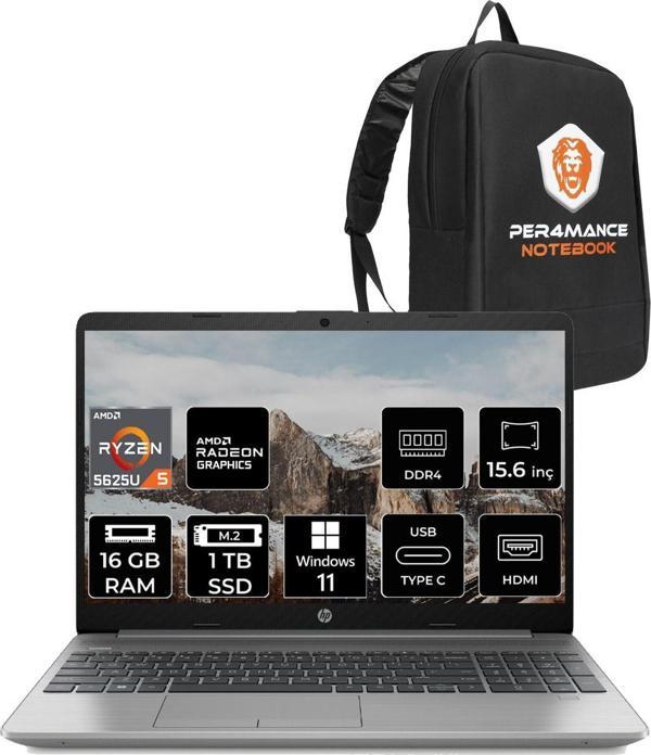 Hp 255 G9 Ryzen 5 5625U 16Gb Ram 1Tb Ssd 15.6" Fhd W11H 6Q8N2Es & Per4 Çanta - Image 1