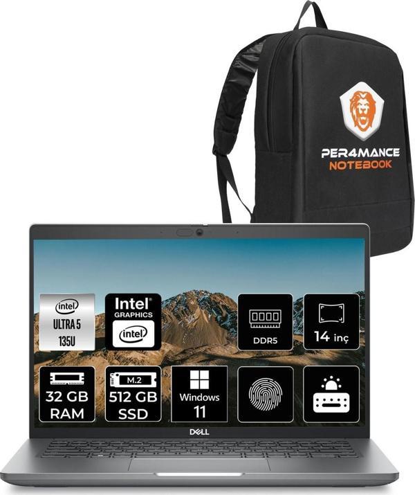 Dell Latitude 5450 Ultra 5 135U 32Gb 512Gb Ssd 14'' Fhd W11H Taşınabilir Bilgisayar & Per4 Çanta - Image 1