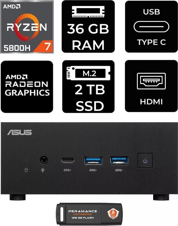 Asus Expertcenter Pn52 R7-5800H 36Gb Ram 2Tb Ssd Fdos Mini Masaüstü Pc & Per4 Bellek - Image 1