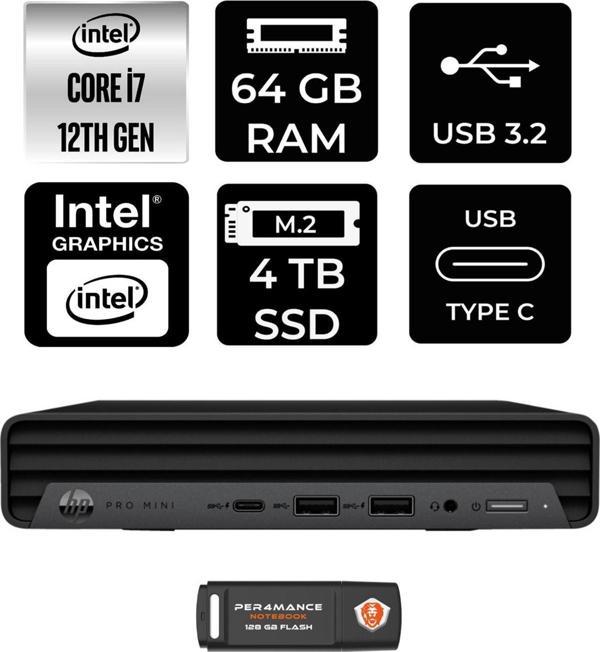 Hp Pro Mini 400 G9 İ7-12700T 64Gb Ram 4Tb Ssd Fdos 6D378Ea Mini Pc & Per4 Bellek - Image 1