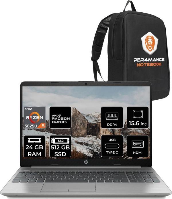 Hp 255 G9 Ryzen 5 5625U 24Gb 512Gb Ssd 15.6" Fhd Fdos 6Q8N1Es & Per4 Çanta - Image 1