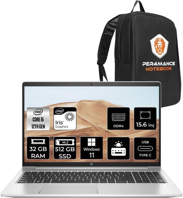 Hp Probook 450 G9 İ5 1235U 32Gb 512Gb Ssd Fdos 15.6" Fhd W11Home 6A178Ea & Per4 Çanta - Image 1