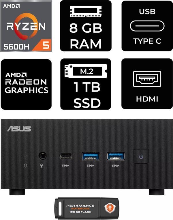 Asus Expertcenter Pn52 R5-5600H 8Gb Ram 1Tb Ssd Fdos Mini Masaüstü Pc & Per4 Bellek - Image 1
