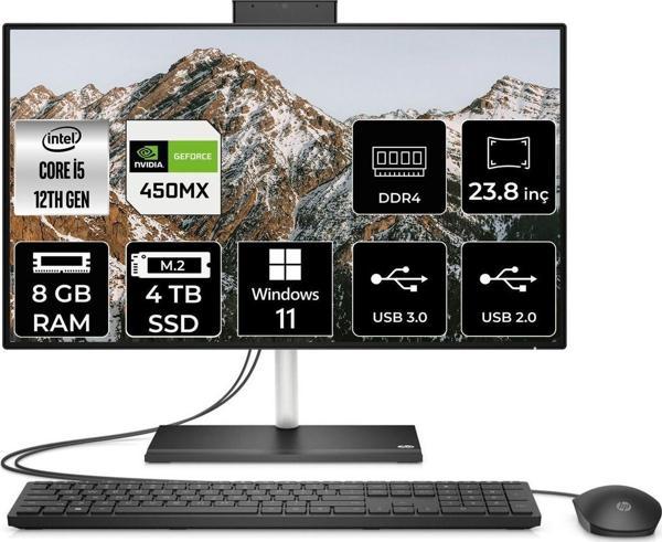 Hp 24 Cb1013Nt İ5 1235U 8Gb Ram 4Tb Ssd Mx450/2Gb 23.8" Fhd W11H All In One Pc 79N36Ea - Image 1