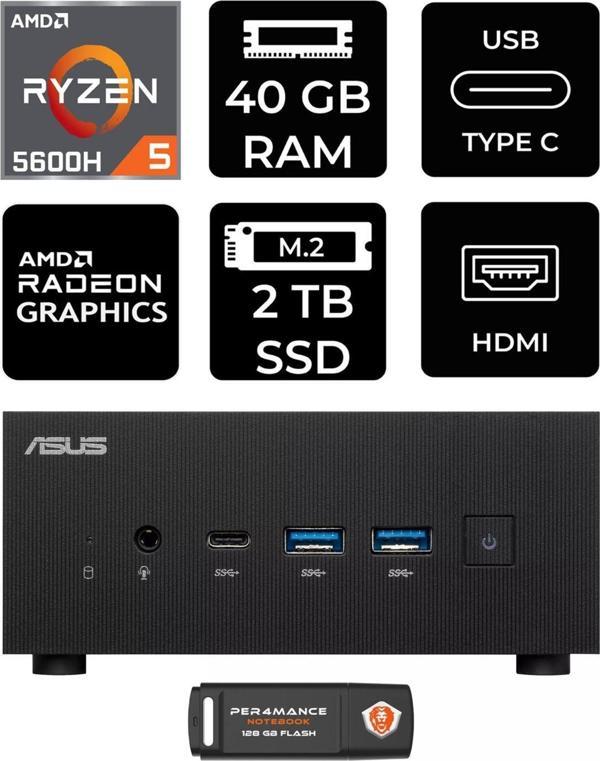 Asus Expertcenter Pn52 R5-5600H 40Gb Ram 2Tb Ssd Fdos Mini Masaüstü Pc & Per4 Bellek - Image 1