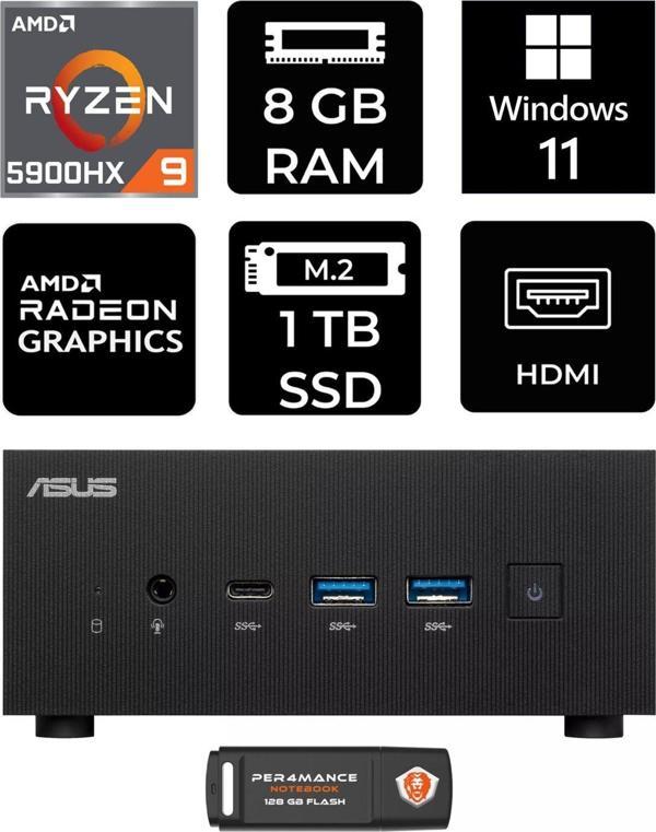 Asus Expertcenter Pn52 R9-5900Hx 8Gb Ram 1Tb Ssd W11Home Mini Masaüstü Pc & Per4 Bellek - Image 1