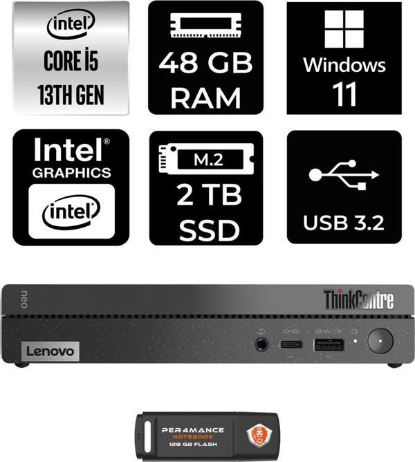 Lenovo Thinkcentre 50Q Gen 4 İ5-13420H 48Gb Ram 2Tb Ssd W11Home 12Ln0048Tr Mini Pc & Per4 Bellek - Image 1