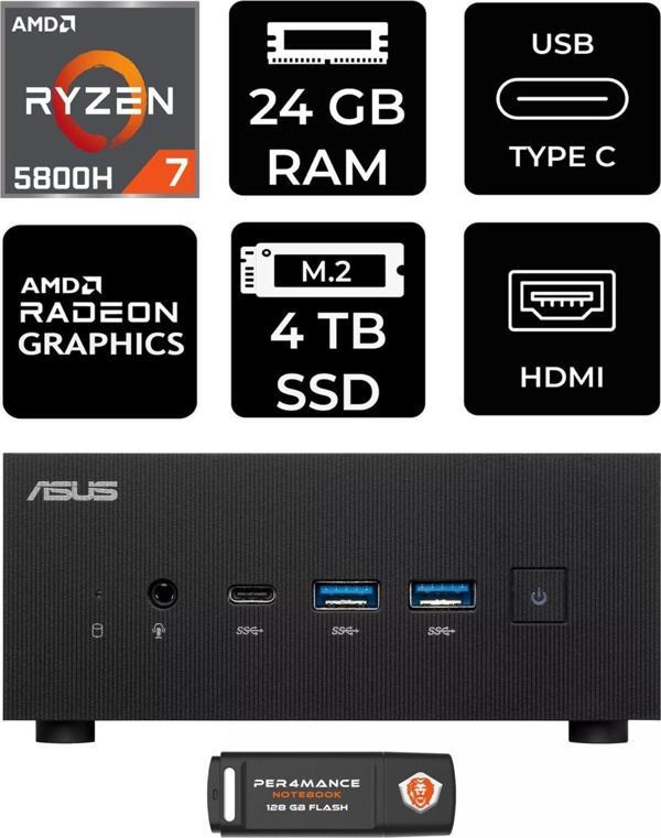 Asus Expertcenter Pn52 R7-5800H 24Gb Ram 4Tb Ssd Fdos Mini Masaüstü Pc & Per4 Bellek - Image 1