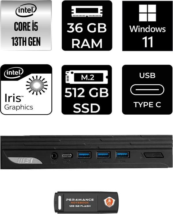 Msı Pro Dp10 Intel Core İ5 1340P 36Gb 512Gb Ssd W11P Mini Pc & Per4 Usb Bellek 13M002Eup382 - Image 1
