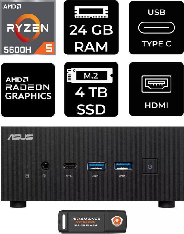 Asus Expertcenter Pn52 R5-5600H 24Gb Ram 4Tb Ssd Fdos Mini Masaüstü Pc & Per4 Bellek - Image 1