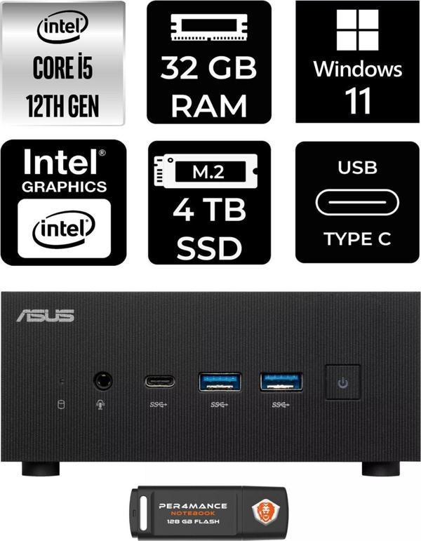 Asus Expertcenter Pn64 İ5-12500H 32Gb Ram 4Tb Ssd W11Pro Mini Masaüstü Pc & Per4 Bellek - Image 1