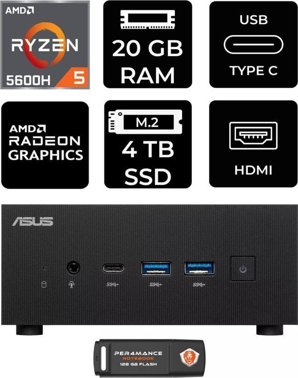 Asus Expertcenter Pn52 R5-5600H 20Gb Ram 4Tb Ssd Fdos Mini Masaüstü Pc & Per4 Bellek - Image 1
