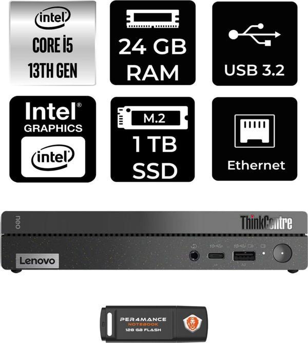Lenovo Thinkcentre 50Q Gen 4 İ5-13420H 24Gb Ram 1Tb Ssd Fdos 12Ln0048Tr Mini Pc & Per4 Bellek - Image 1