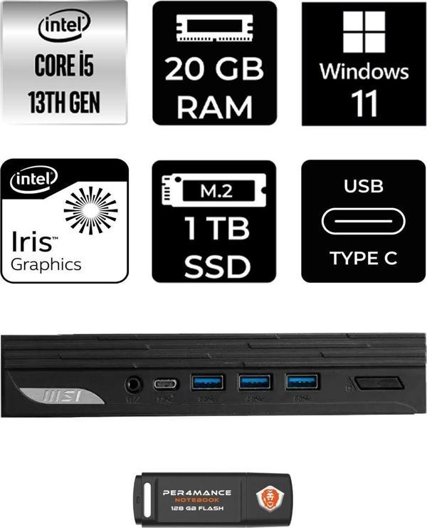 Msı Pro Dp10 Intel Core İ5 1340P 20Gb 1Tb Ssd W11P Mini Pc & Per4 Usb Bellek 13M002Eup368 - Image 1
