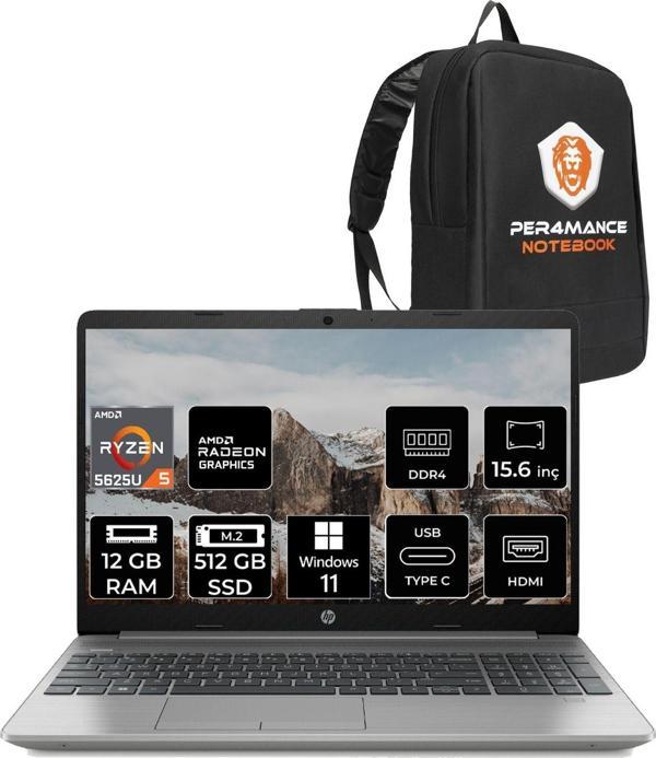 Hp 255 G9 Ryzen 5 5625U 12Gb 512Gb Ssd 15.6" Fhd W11Pro 6Q8N1Es & Per4 Çanta - Image 1
