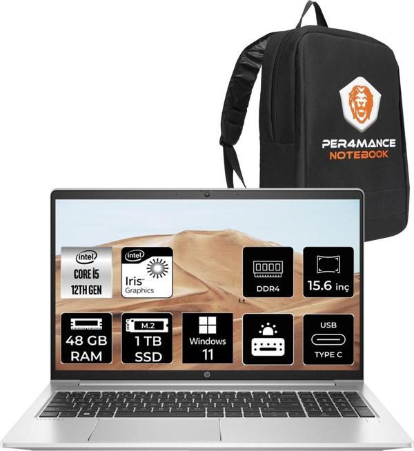 Hp Probook 450 G9 İ5 1235U 48Gb 1Tb Ssd Fdos 15.6" Fhd W11Pro 6A178Ea & Per4 Çanta - Image 1