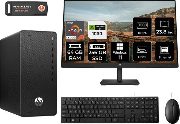 Hp 295 G9 Ryzen 3 5300G 64Gb Ram 256Gb Ssd Gt1030/4Gb W11P 6D391Ea Masaüstü Pc & 23.8'' Monitör - Image 1