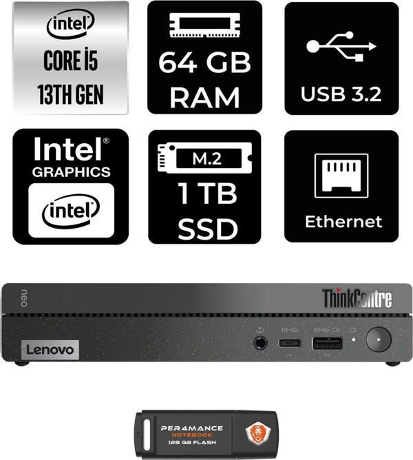 Lenovo Thinkcentre 50Q Gen 4 İ5-13420H 64Gb Ram 1Tb Ssd Fdos 12Ln0048Tr Mini Pc & Per4 Bellek - Image 1