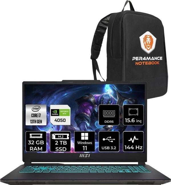 Msı Cyborg 15 A13Ve7 İ7-13620H 32Gb 2Tb Ssd Rtx4050/6Gb 15.6" Fhd 144Hz W11H & Per4 Çanta - Image 1