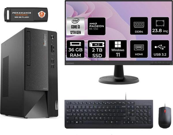 Lenovo Neo 50T Ae01Atxs284 İ3 12100 36Gb Ram 2Tb Ssd Rx550 23.8" W11P Masaüstü Bilgisayar - Image 1