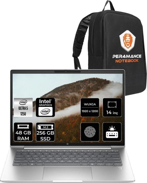 Hp Probook 440 G11 İntel Core Ultra 5 125U 48Gb 256Gb Ssd 14'' Wuxga Fdos Sa22Yq & Per4 Çanta - Image 1