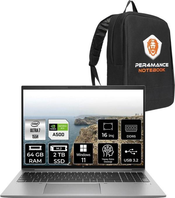 Hp Zbook Firefly G11 U7 155H 64Gb 2Tb Ssd Rtx A500 16'' Wuxga W11P Mobil İş İstasyonu & Per4 Çanta - Image 1