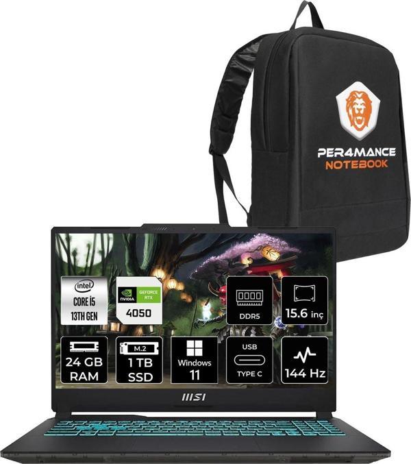 Msı Cyborg 15 A13Ve78 İ5-13420H 24Gb 1Tb Ssd Rtx4050/6Gb 15.6" Fhd 144Hz W11P & Per4 Çanta - Image 1