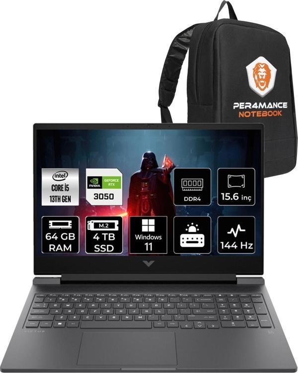 Hp Victus 15 İ5-13500H 64Gb 4Tb Ssd Rtx3050/6Gb 144Hz 15.6'' Fhd W11Home 8W8A2Ea & Per4 Çanta - Image 1