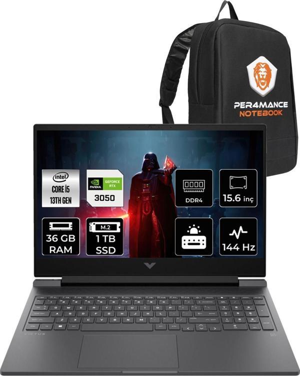 Hp Victus 15 İ5-13500H 36Gb 1Tb Ssd Rtx3050/6Gb 144Hz 15.6'' Fhd Fdos 8W8A2Ea & Per4 Çanta - Image 1