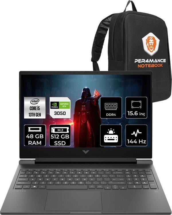 Hp Victus 15 İ5-13500H 48Gb 512Gb Ssd Rtx3050/6Gb 144Hz 15.6'' Fhd Fdos 8W8A2Ea & Per4 Çanta - Image 1