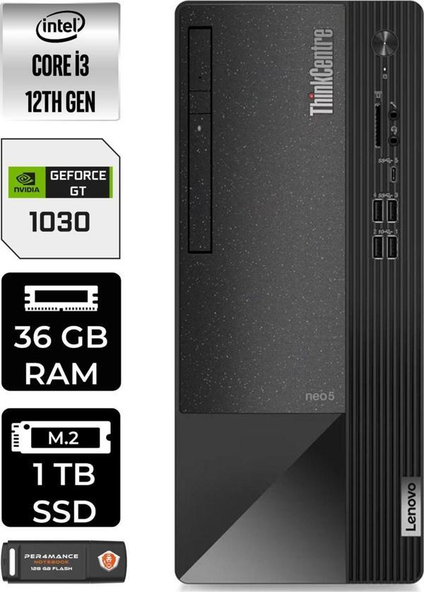 Lenovo Neo 50T 11Sc001Atxe583 İ3 12100 36Gb Ram 1Tb Ssd Gt1030 W11P Masaüstü Bilgisayar - Image 1