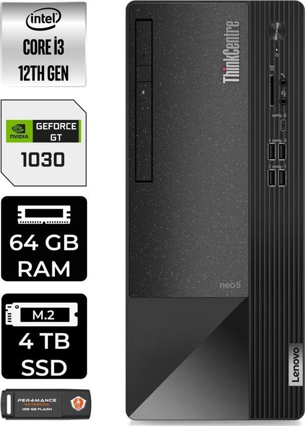 Lenovo Neo 50T 11Sc001Atxe500 İ3 12100 64Gb Ram 4Tb Ssd Gt1030 Fdos Masaüstü Bilgisayar - Image 1