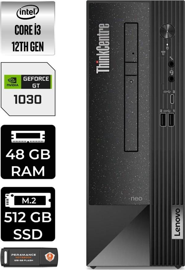 Lenovo Neo 50S 11Sx002Vtxe492 İ3 12100 48Gb Ram 512Gb Ssd Gt1030 Fdos Masaüstü Bilgisayar - Image 1
