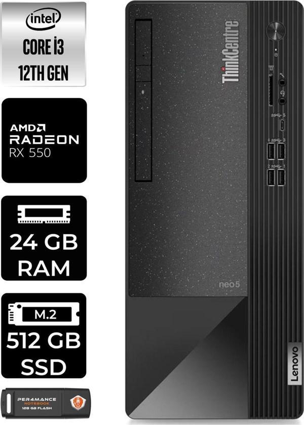 Lenovo Neo 50T 11Sc001Atxe172 İ3 12100 24Gb Ram 512Gb Ssd Rx550 Fdos Masaüstü Bilgisayar - Image 1