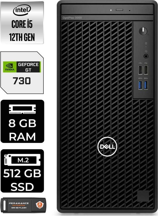 Dell Optıplex 3000 En010O3000352 İ5 12500 8Gb Ram 512Gb Ssd Gt730 W11H Masaüstü Bilgisayar - Image 1