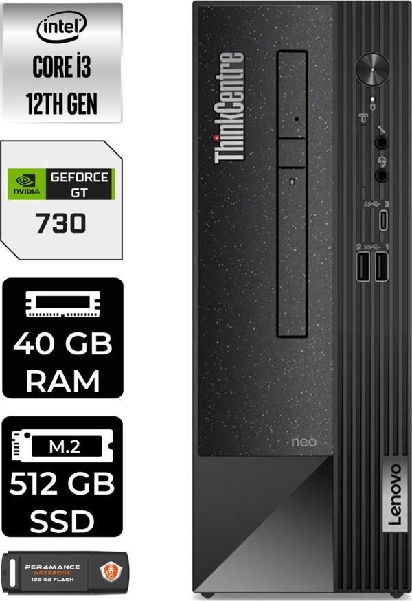 Lenovo Neo 50S 11Sx002Vtxe437 İ3 12100 40Gb Ram 512Gb Ssd Gt730 W11P Masaüstü Bilgisayar - Image 1