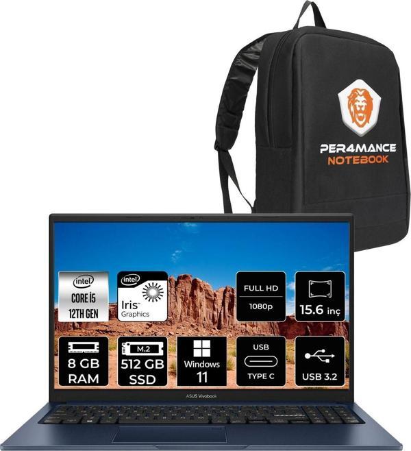 Asus Vivobook 15 X1504Za İ5 1235U 8Gb Ram 512Gb Ssd 15.6'' Fhd W11Pro Nj566 & Per4 Çanta - Image 1