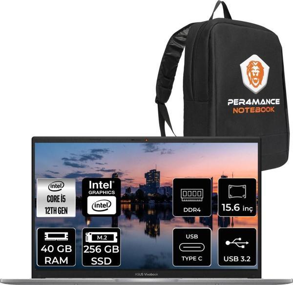 Asus Vivobook 15 X1504Za İ5 1235U 40Gb Ram 256Gb Ssd 15.6'' Fhd Fdos Bq451 & Per4 Çanta - Image 1