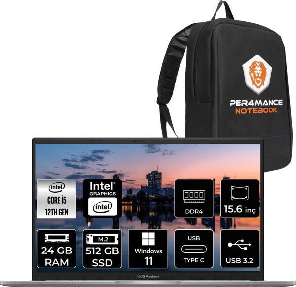 Asus Vivobook 15 X1504Za İ5 1235U 24Gb Ram 512Gb Ssd 15.6'' Fhd W11Pro Bq451 & Per4 Çanta - Image 1