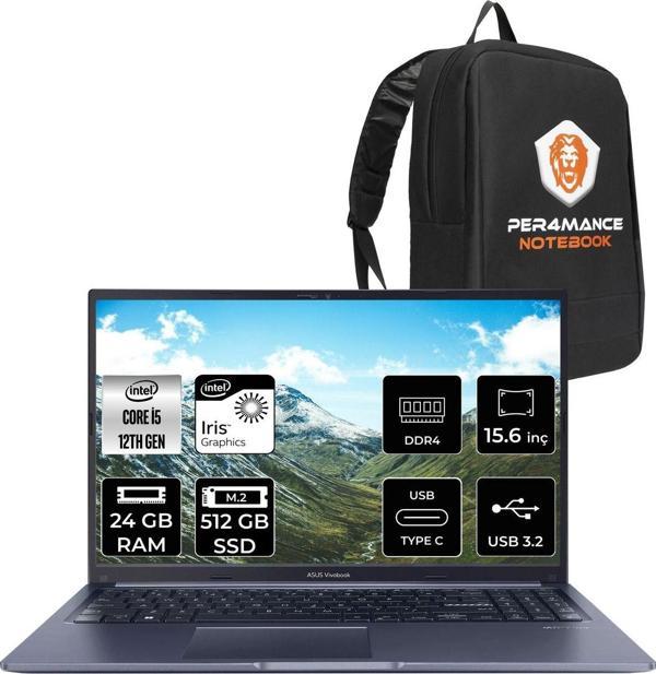 Asus Vivobook 15 X1502Za İ5 1235U 24Gb Ram 512Gb Ssd 15.6'' Fhd Fdos Ej1069 & Per4 Çanta - Image 1