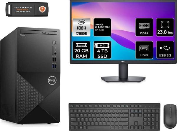 Dell Vostro 3910Mt İ3 12100 20Gb 4Tb Ssd Rx550/4Gb Fdos N3563Vdt3910 Masaüstü Pc & 23.8" Monitör - Image 1