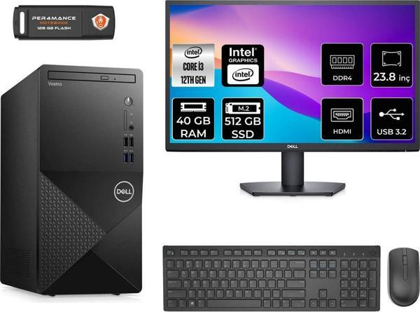 Dell Vostro 3910Mt İ3 12100 40Gb 512Gb Ssd Fdos N3563Vdt3910 Masaüstü Pc & 23.8" Monitör - Image 1