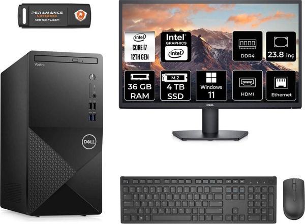 Dell Vostro 3910Mt İ7 12700 36Gb 4Tb Ssd Gt1030/4Gb W11H N7600Vdt3910 Masaüstü Pc & 23.8" Monitör - Image 1