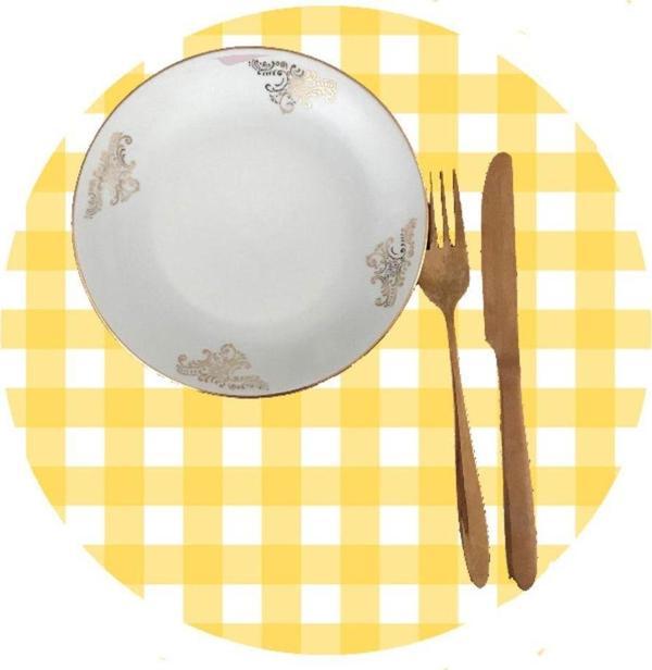 Sister Home Design Sarı Pötikare, Dama Amerikan Servis, Kumaş Supla - Image 1